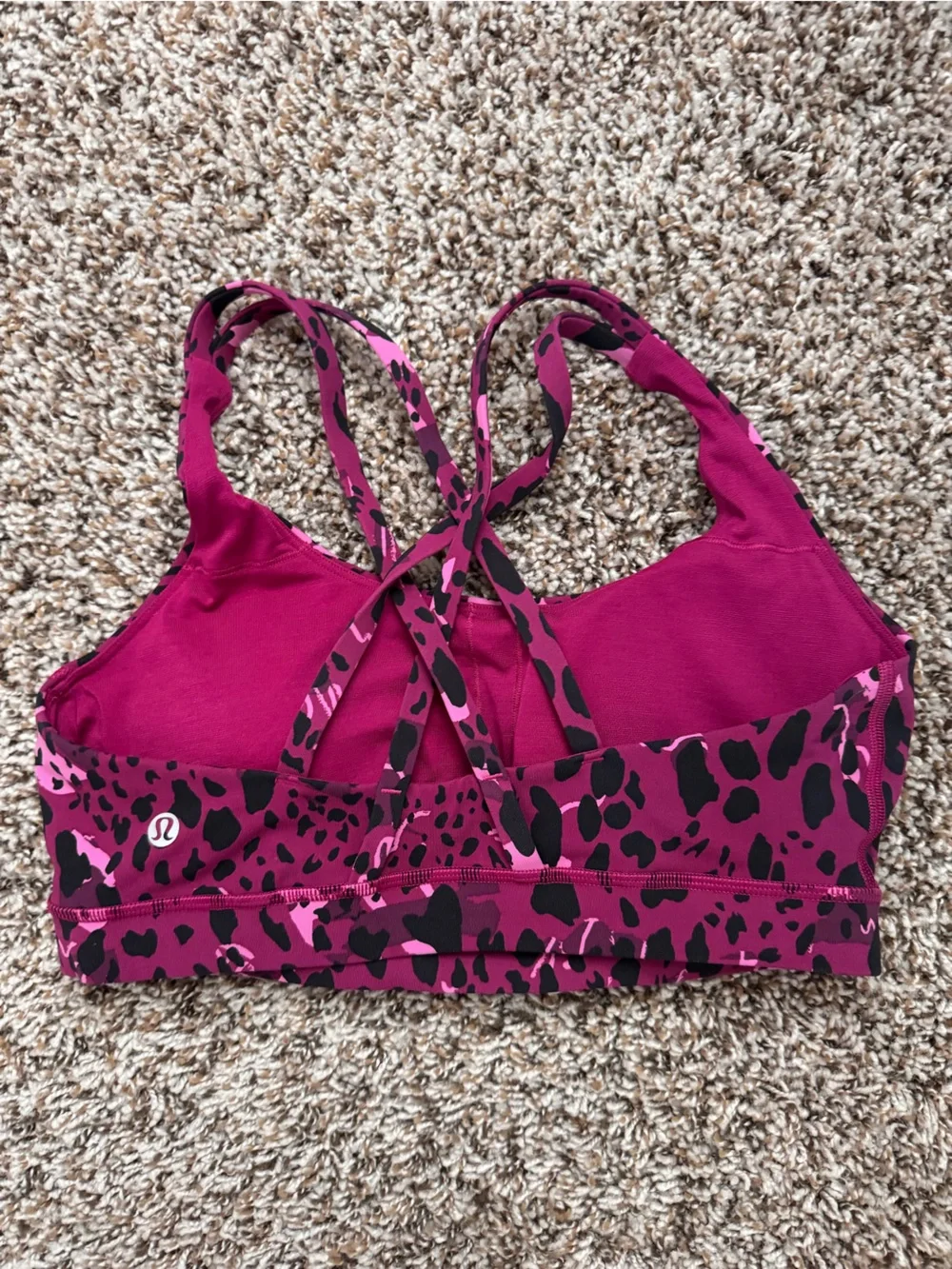 lululemon athletica Pink and Black Leopard Print Sports Bra size 8